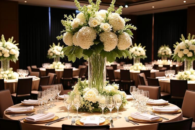 Grand floral centerpiece for a corporate event.