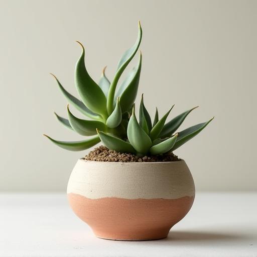 A unique potted plant in a ceramic container.